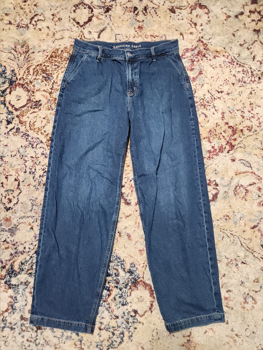 American Eagle Outfitters Strigid Baggy Barrel Jeans Blue Denim Size 8 Long